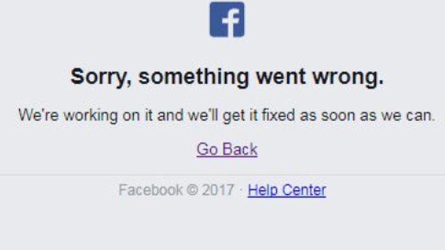 El mensaje de error al entrar en Facebook.