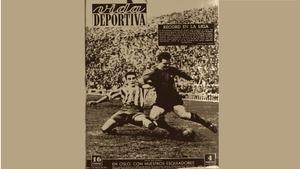El semanario Vida Deportiva escogió esta imagen de Kubala para ilustrar la portada del 11 de febrero de 1952. El récord del delantero húngaro, 70 años después, sigue vigente en la historia liguera del equipo barcelonista