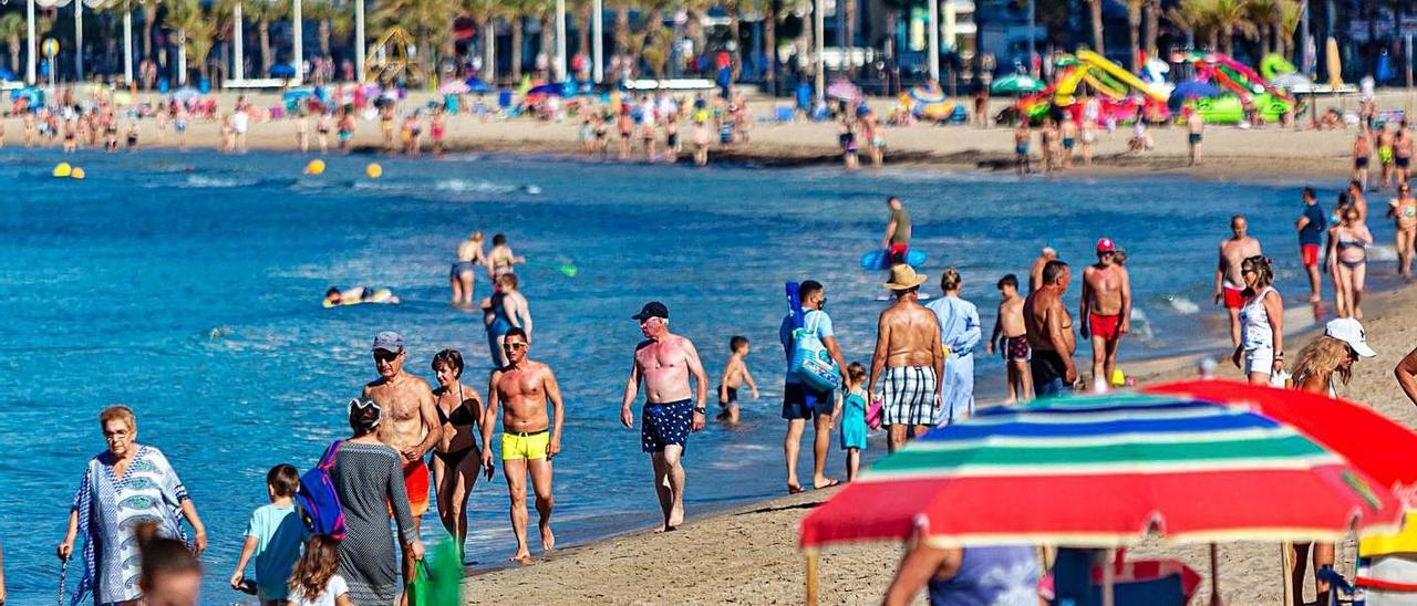 Bañistas en la playa de Levante de Benidorm el pasado fin de semana.  | DAVID REVENGA
