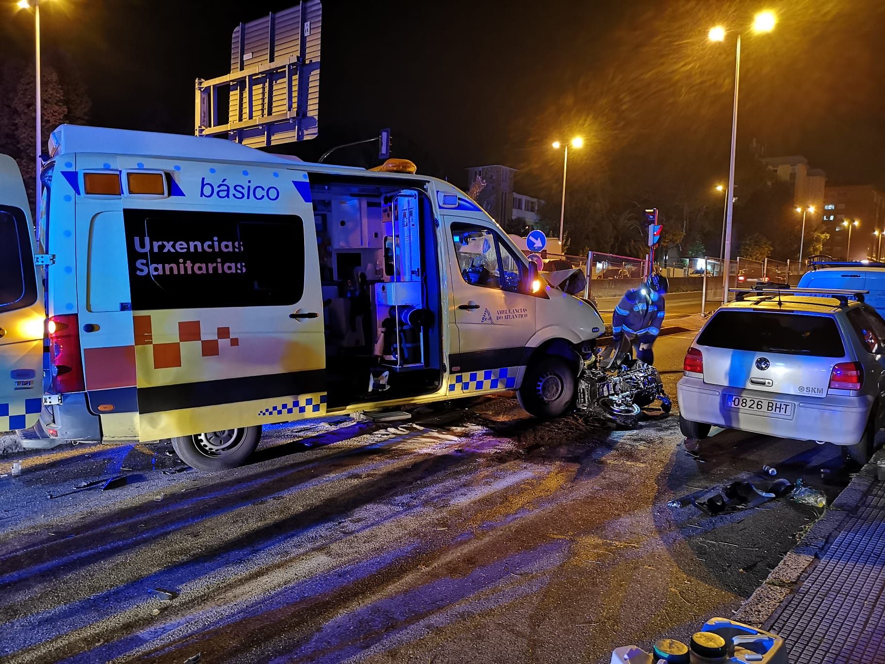 La colisión entre la motocicleta y la ambulancia