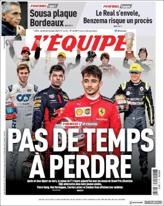 Portada L'ÉQUIPE viernes 3 julio 2020