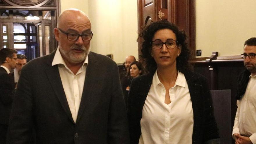 Lluís Corominas (PDeCAT) i Marta Rovira (ERC), dos dels líders de Junts pel Sí al Parlament