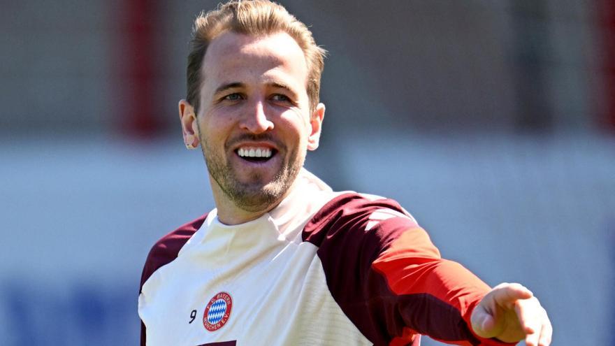Harry Kane, en el entrenamiento del Bayern en Múnich.