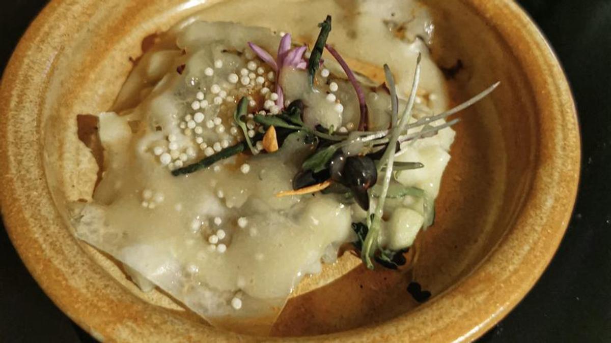 El tartar de chayote y velo de gamba de Flavia Semenow.