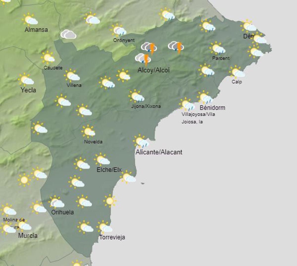 Este viernes pueden registrarse chubascos en el interior que pueden ser localmente fuertes y acompañados de tormentas.