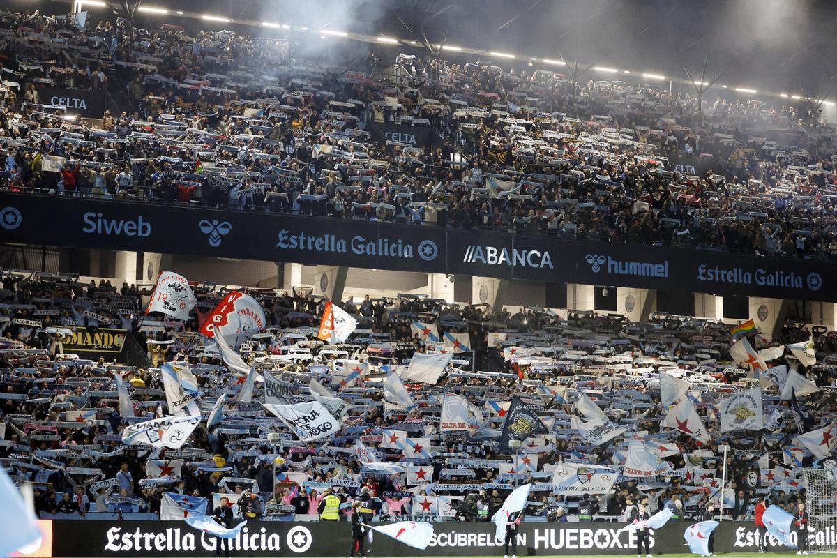 Aficionados del Celta antes del partido contra el Real Madrid