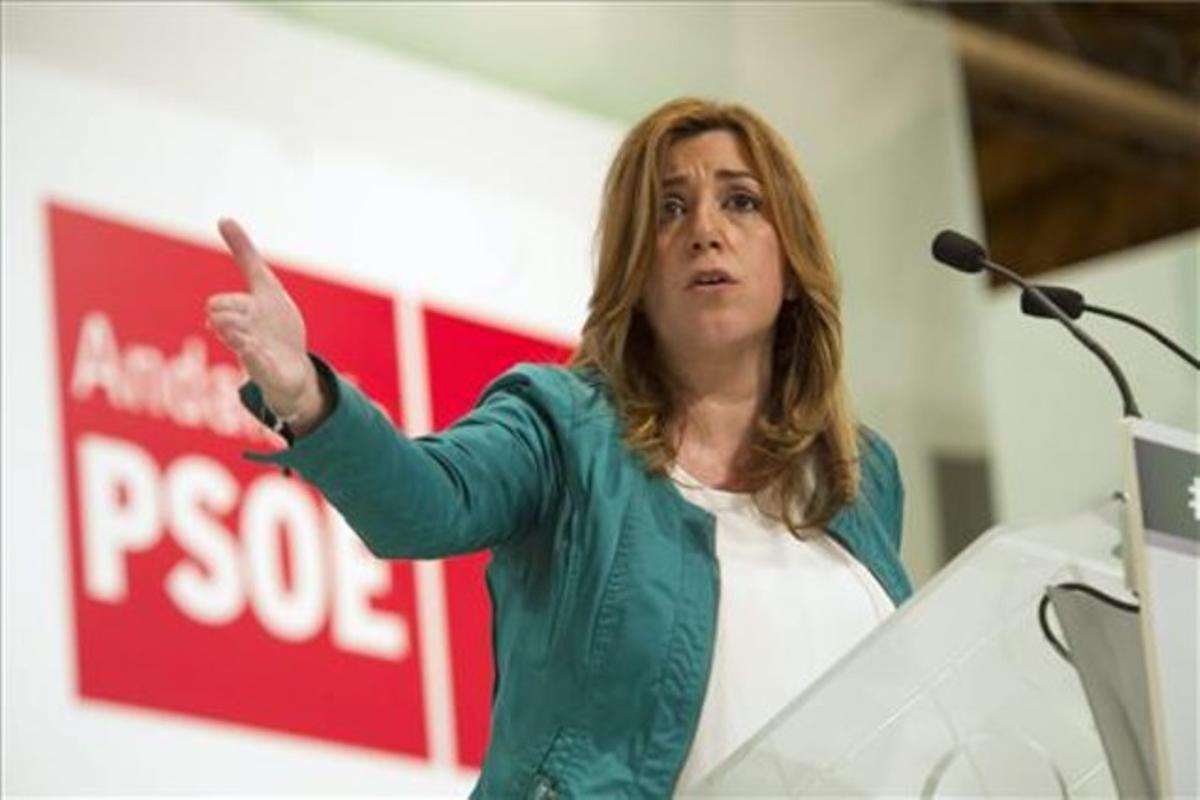 Susana Díaz, al Palau de Congressos de Granada amb motiu del 28-F, aquest dissabte.