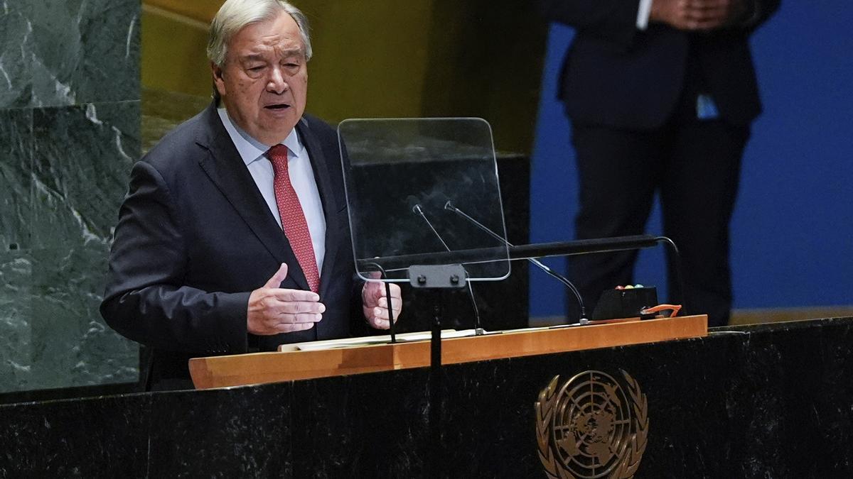 El secretario general de la ONU, António Guterres, durante su intervención ante la Asamblea General, este martes.