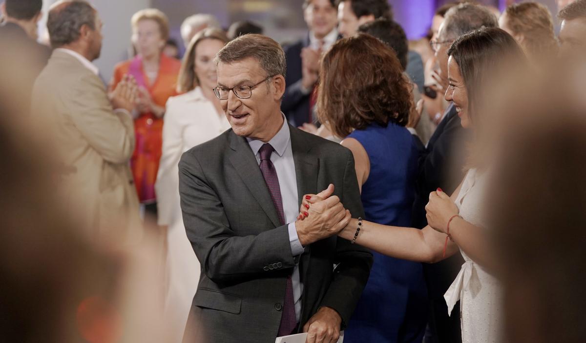 Alberto Nuñez Feijóo, este martes en Madrid, durante la presentación del programa electoral del Partido Popular.