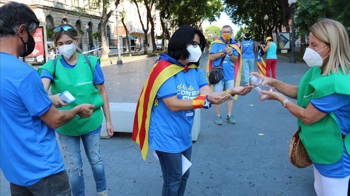 Medidas anti covid en la concentración de Tarragona