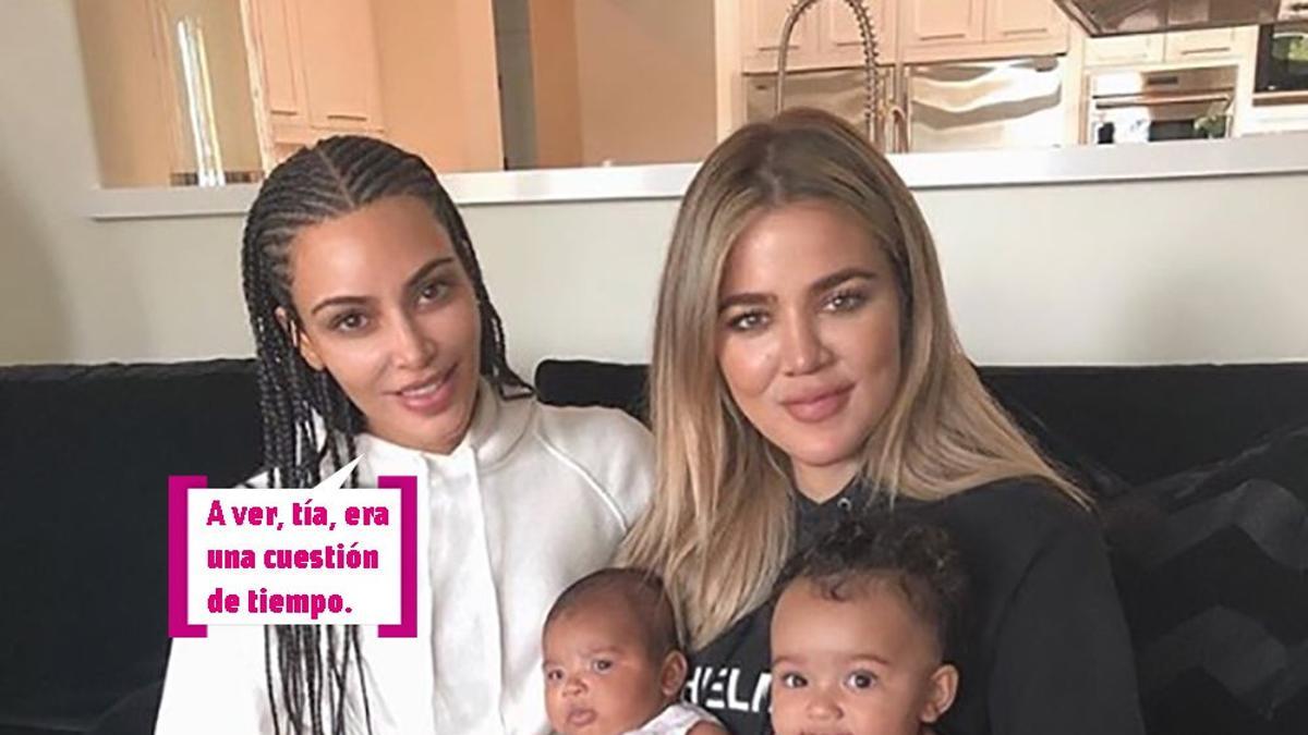 Kim Kardashian con Khloé, Chicago West y True Thompson y bocadillo: &quot;A ver, tía, era una cuestión de tiempo&quot;