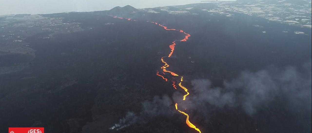 Una de las coladas de lava del volcán de Cumbre Vieja en La Palma