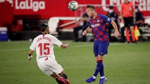 Arthur Melo, en el último partido del Barça jugado ante el Sevilla el pasado viernes.