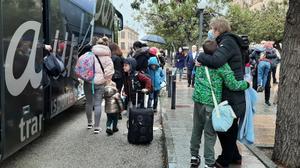 Menores ucranianos refugiados, a su llegada a España.