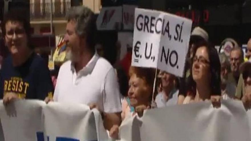 Manifestación en Madrid en solidaridad con Grecia