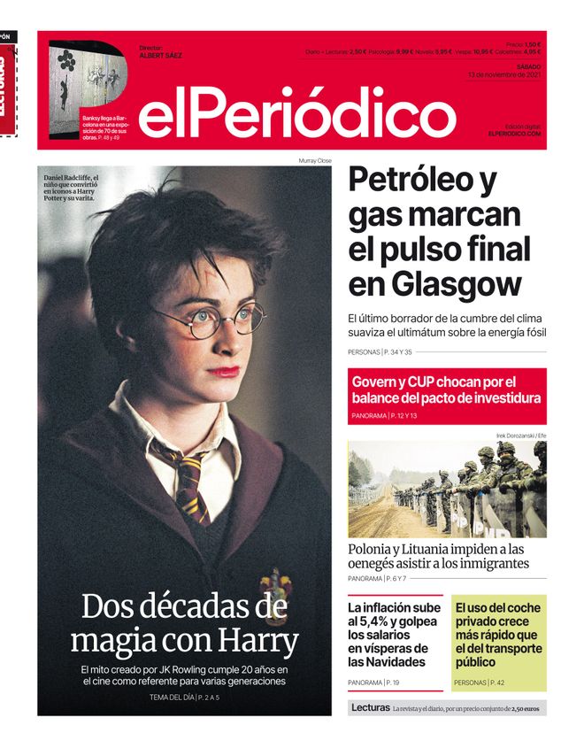 La portada de EL PERIÓDICO del 13 de novembre del 2021