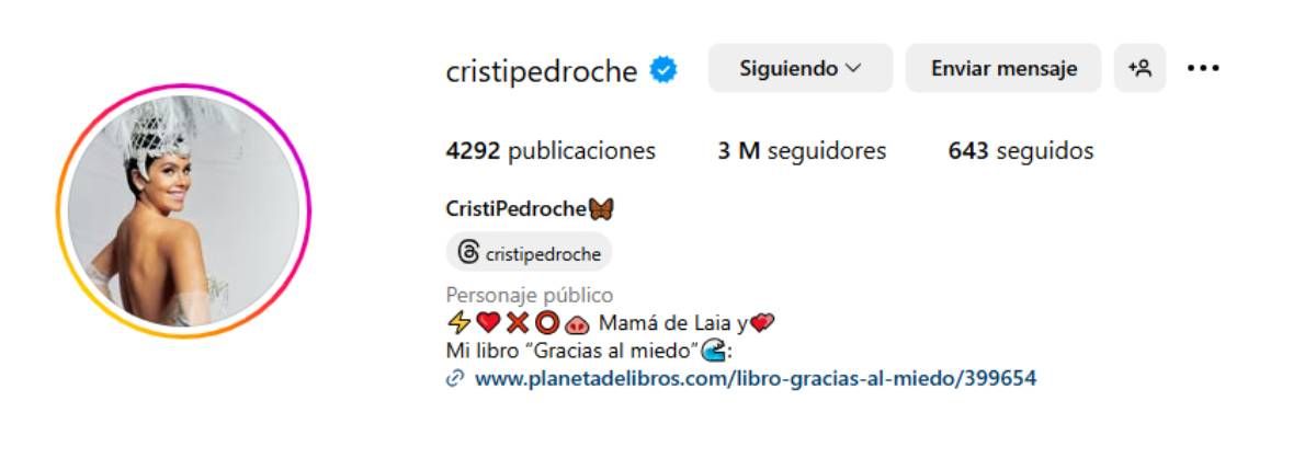 Cristina Pedroche cambia su biografía de Instagram