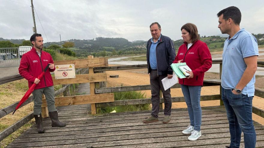 Por la izquierda, David Villar, Alejandro Vega, María González y Javier Calleja, en la visita de finales de mayo a la zona del tramo afectado. | C. V.