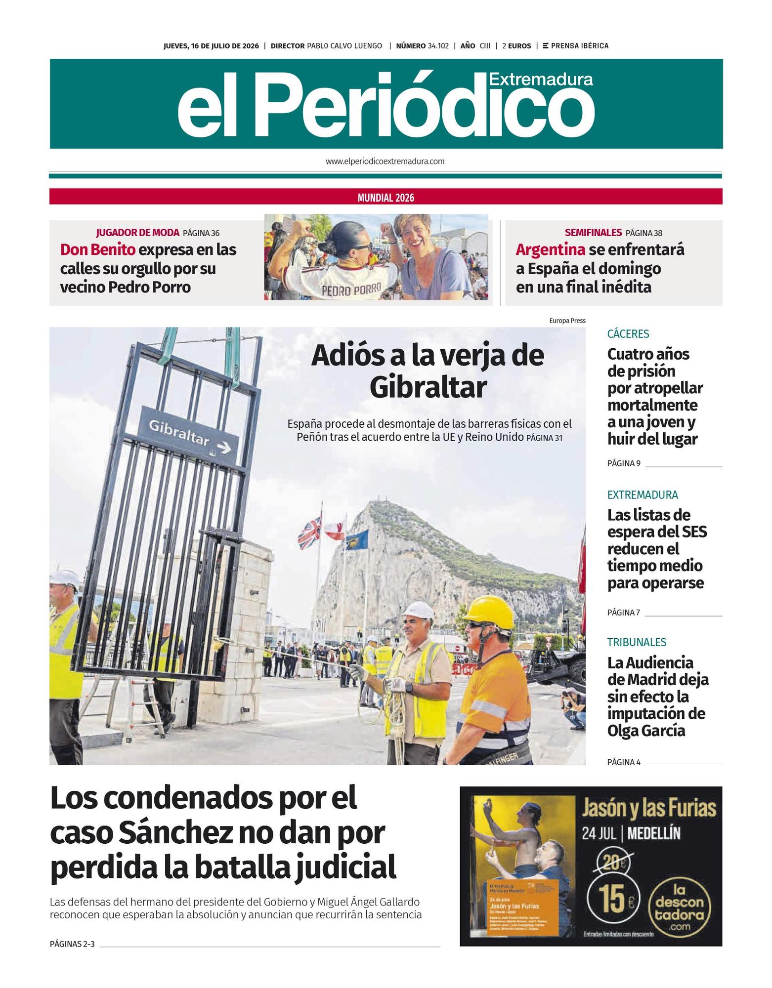 Consulta la portada correspondiente al día 16 de julio de 2026