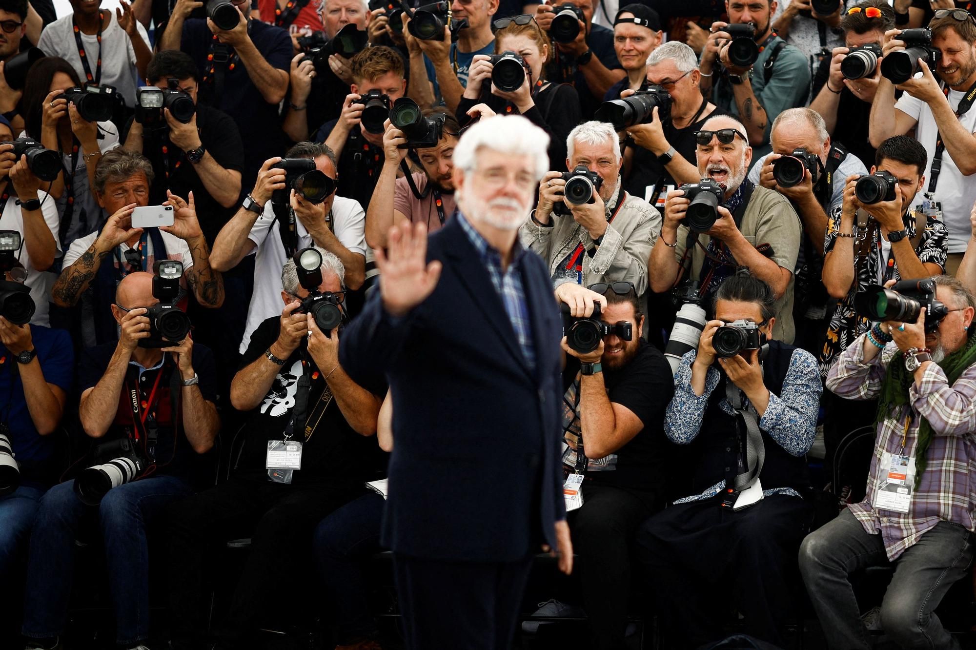 George Lucas en Cannes, donde este sábado recibirá la Palma de Oro.