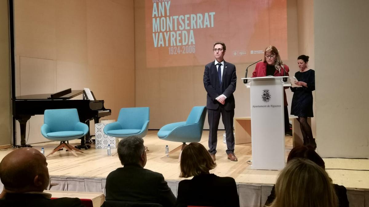 La consellera de Cultura, Natàlia Garriga, durant l'acte d'obertura de l'Any Montserrat Vayreda, a Figueres.