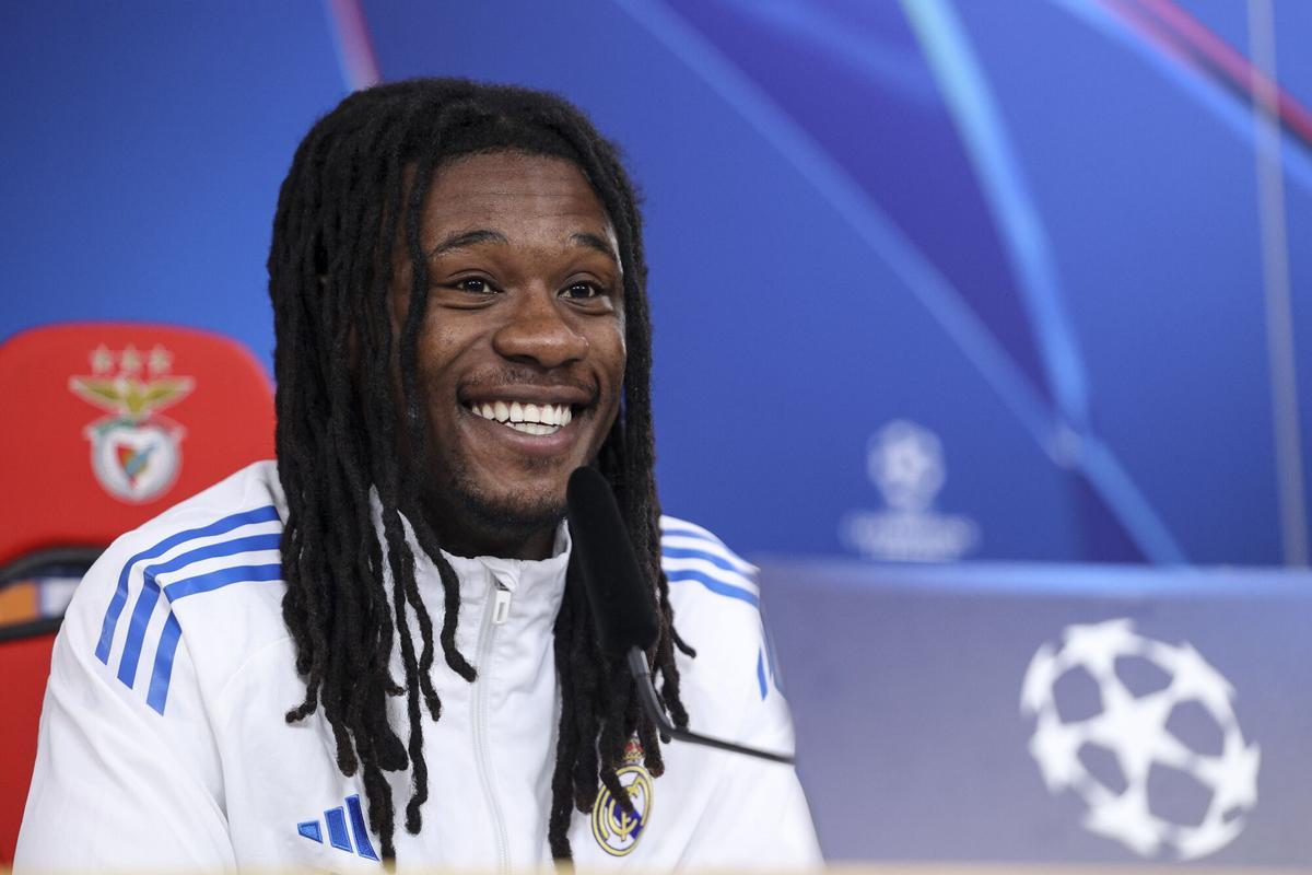 Camavinga, en la sala de prensa de Da Lauz