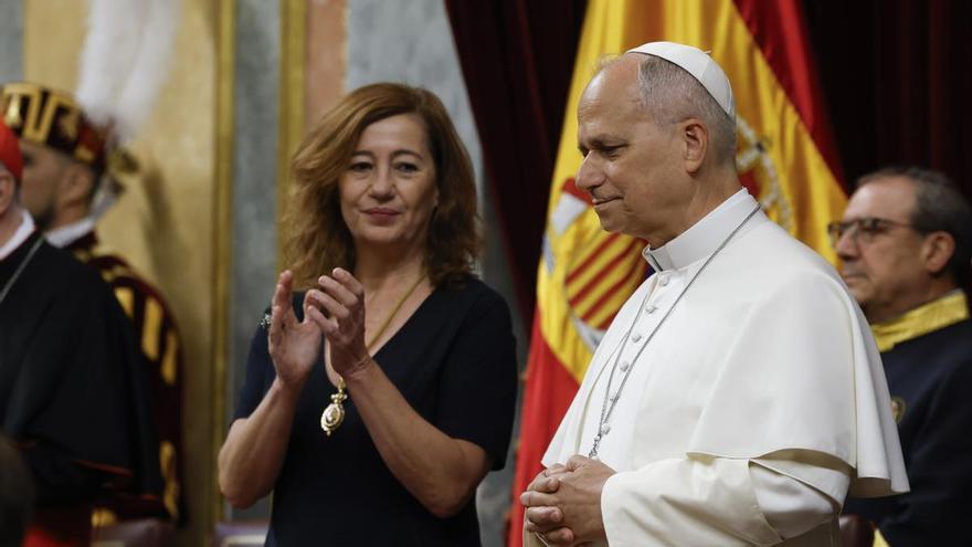 Armengol cita a Ramon Llull en la visita del Papa al Congreso: "La justicia te proporcionará paz, y también trabajos"