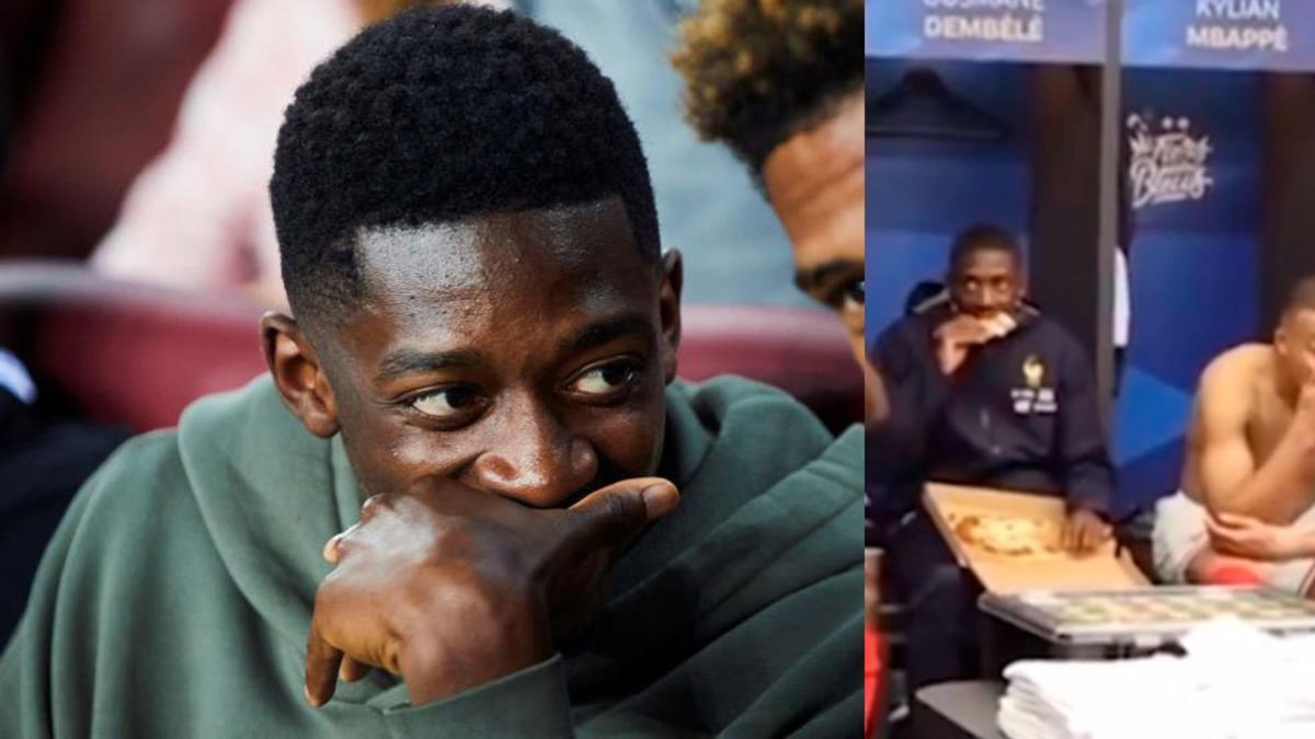 Ousmane Dembélé comiendo pizza durante la concentración con la selección francesa