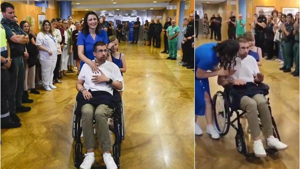 Las imágenes de la emotiva despedida del hospital al guardia civil atropellado en Castellón: "Que siga vivo es un milagro"