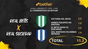 Real Betis vs. Real Sociedad: Combipartido de Betfair a cuota 11.3