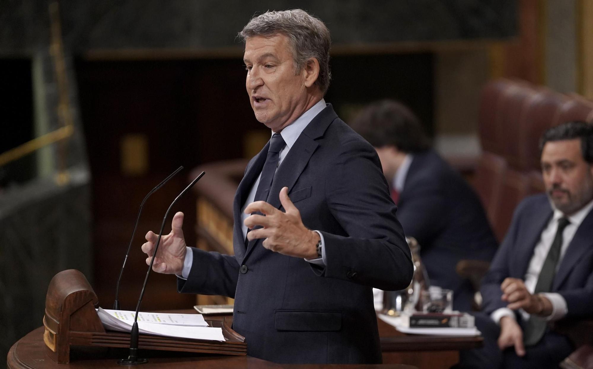 Alberto Núñez Feijóo. Pedro Sánchez comparece en el Congreso de los Diputados.