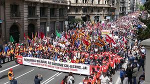 Més de 50.000 persones es manifesten a Barcelona el Dia del Treball