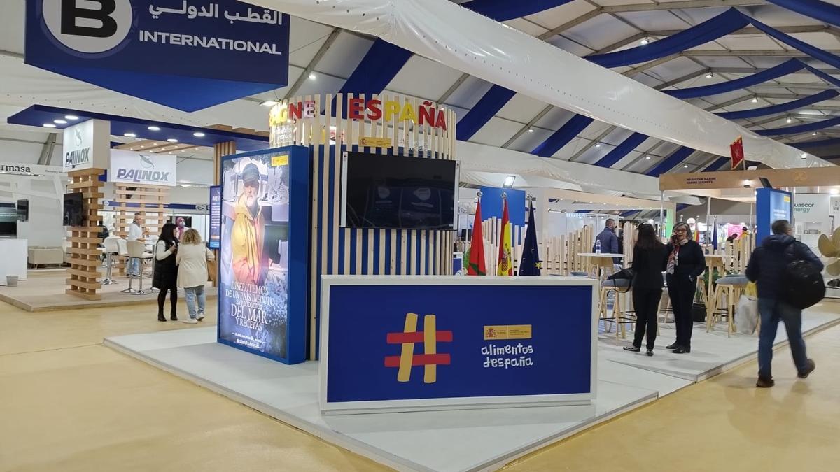Un expositor de Alimentos de España en una feria de Agadir, en Marruecos