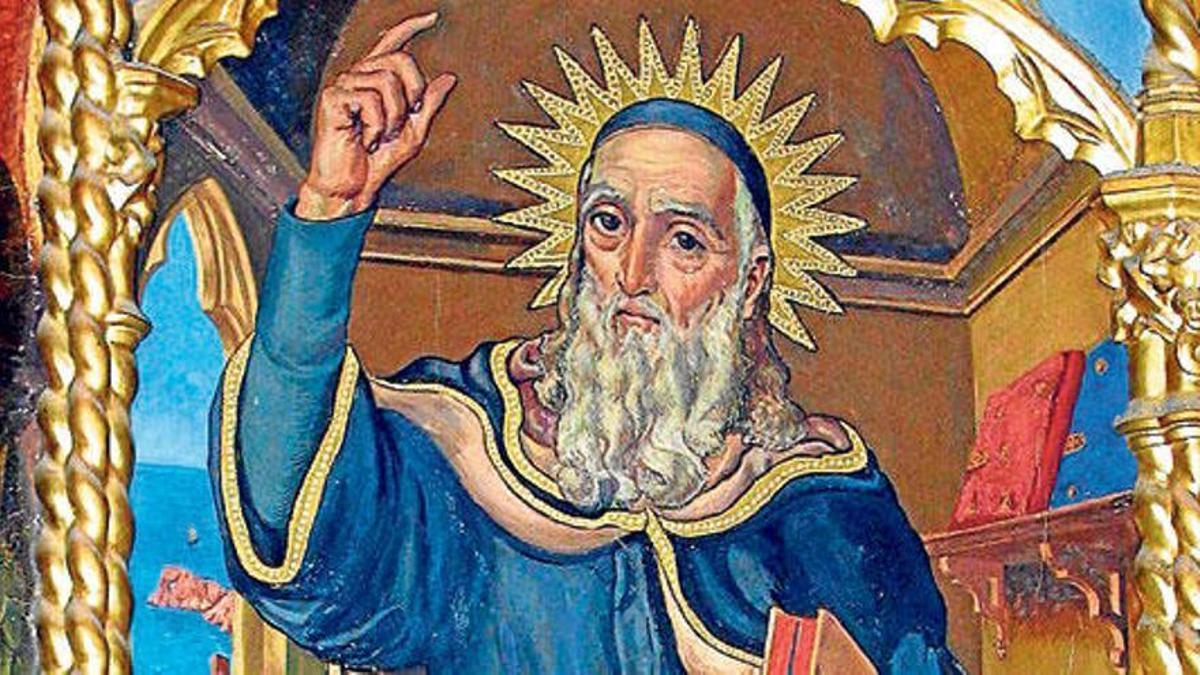 Retablo con la imagen del beato Ramon Llull en la iglesia de la Santa Creu.