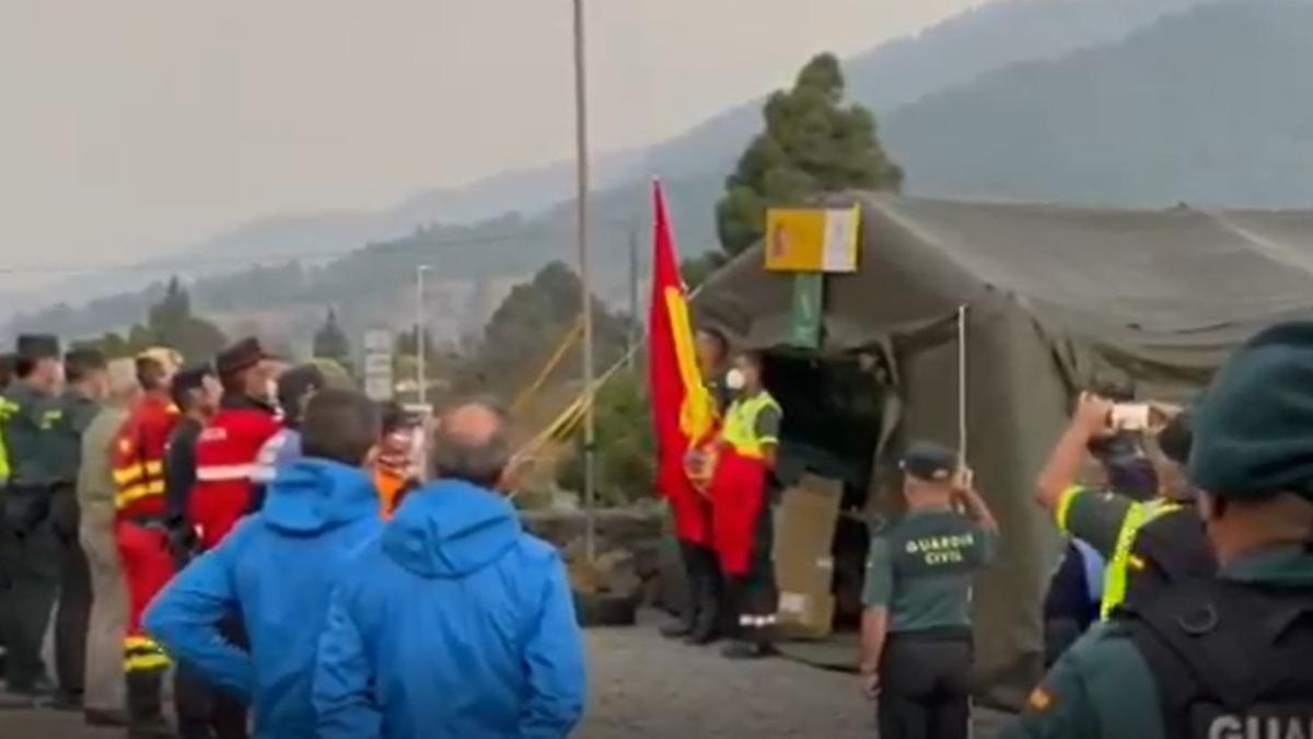 Celebración del 12 de octubre en el puesto de mando avanzado de La Palma