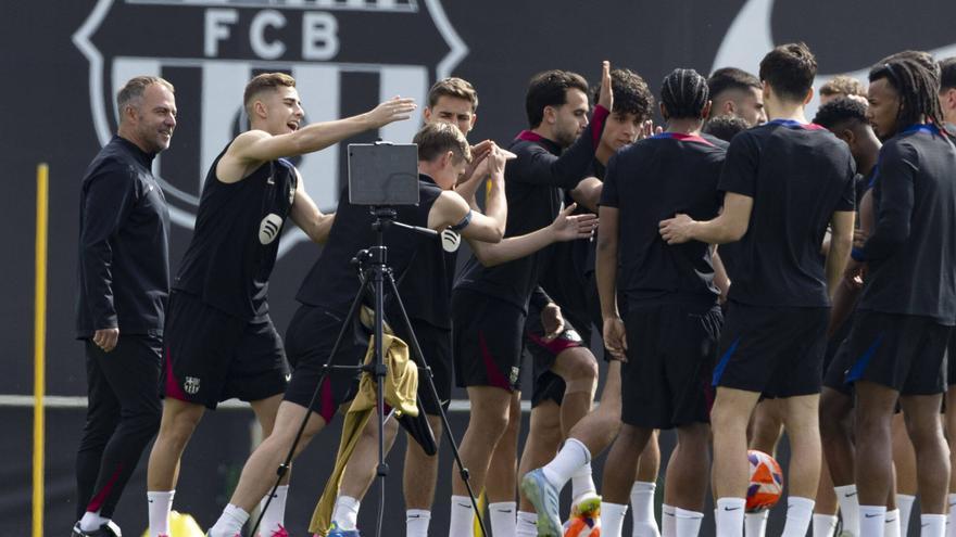 Último entrenamiento del Barça antes del partido contra el Leganés