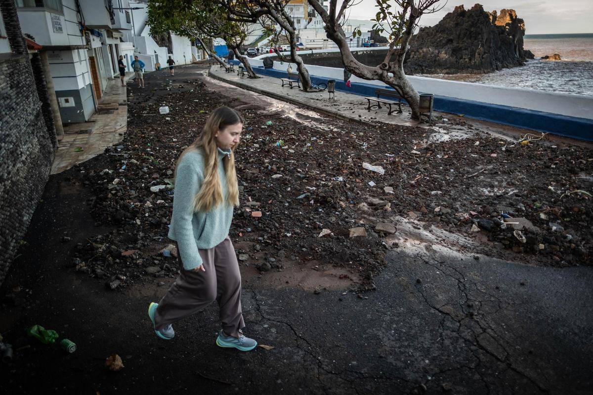 Así quedó la costa de El Pris de Tacoronte tras las intensas lluvias de la borrasca Therese.