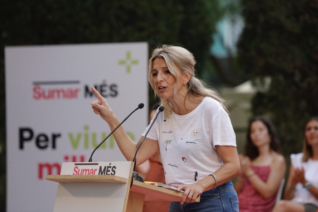 Yolanda Díaz en el acto central de Sumar Més en Mallorca