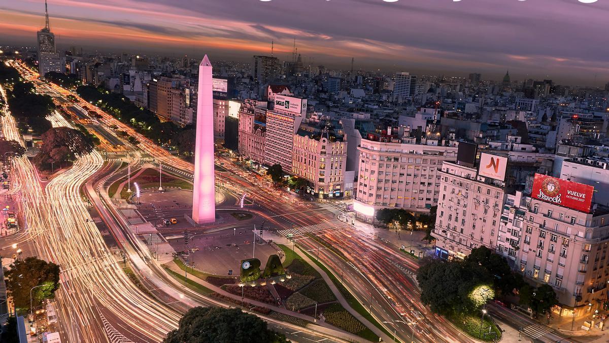 Viscta nocturna de la Avenida 9 de julio de Buenos Aires