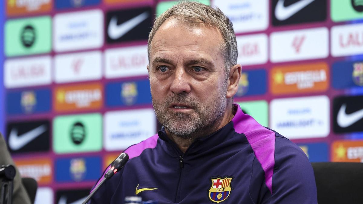 Hansi Flick en la rueda de prensa previa al Clásico
