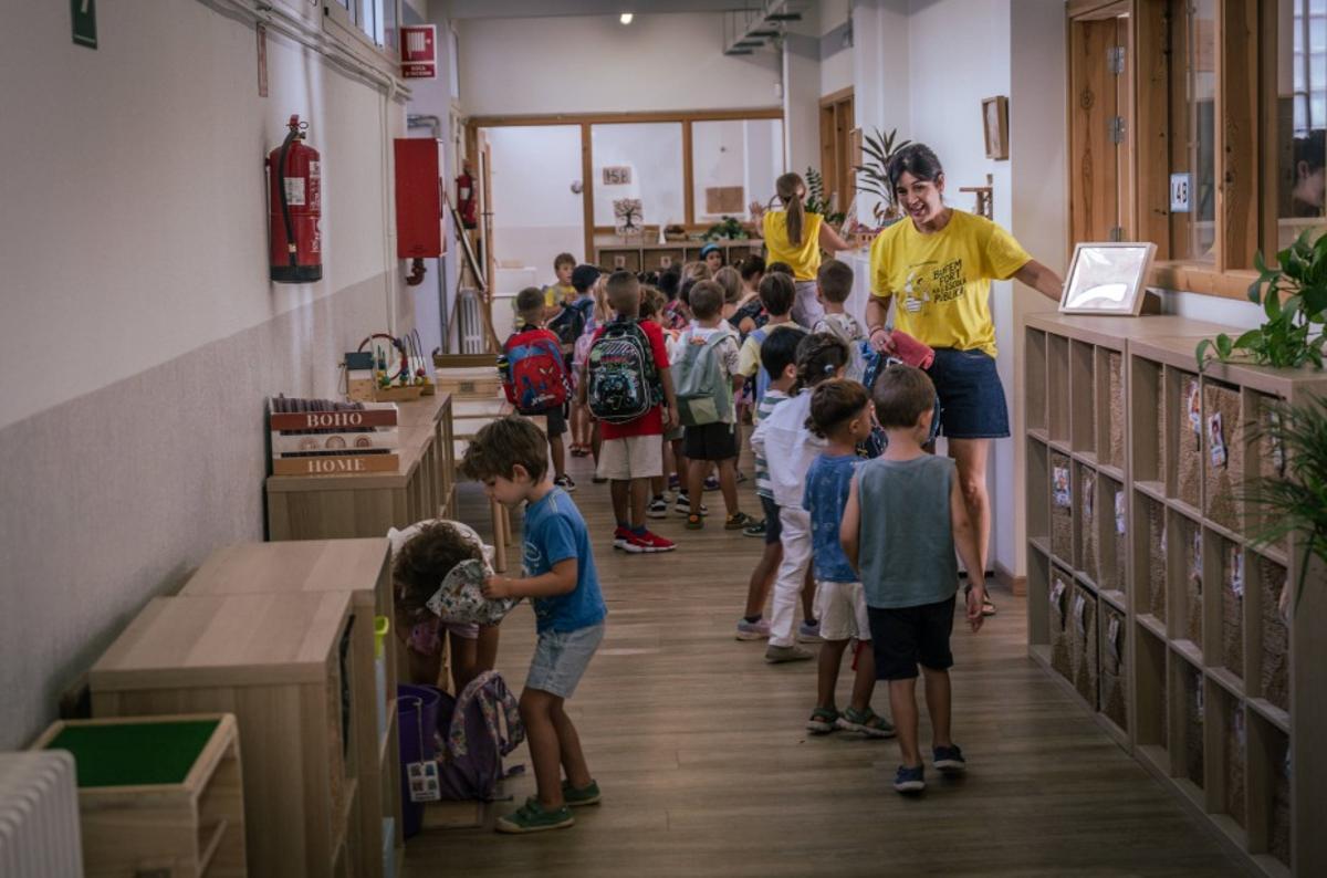 Vuelta al cole en el Institut Escola Tramuntana, esta mañana