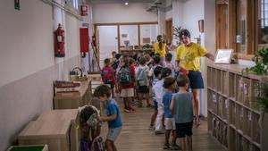 Vuelta al cole en el Institut Escola Tramuntana, esta mañana