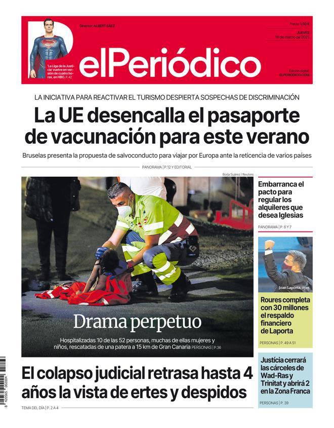 La portada d’EL PERIÓDICO del 17 de març del 2021