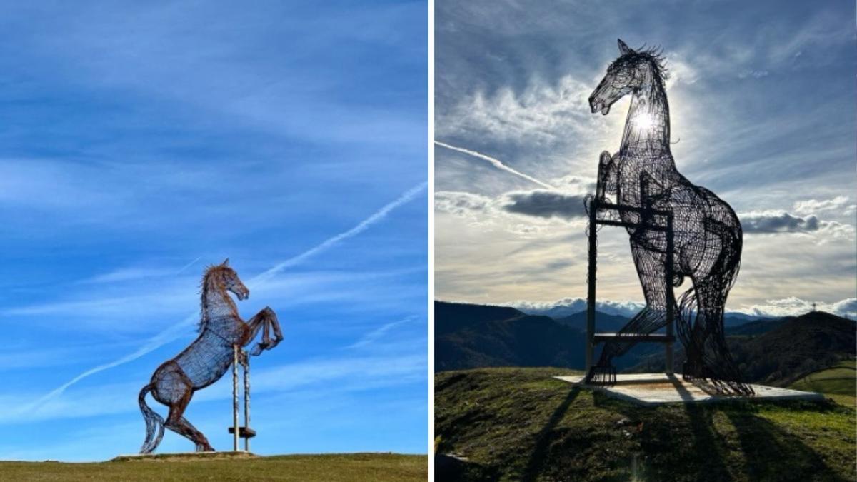 Un impresionante caballo de hierro erigido sobre un banco: así es el mirador más desconocido y espectacular de Asturias, donde se ve desde el mar hasta los Picos de Europa