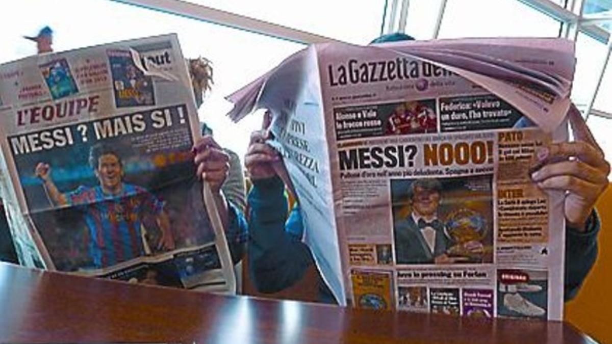 Las portadas de L'Equipe y La Gazzetta, ayer.