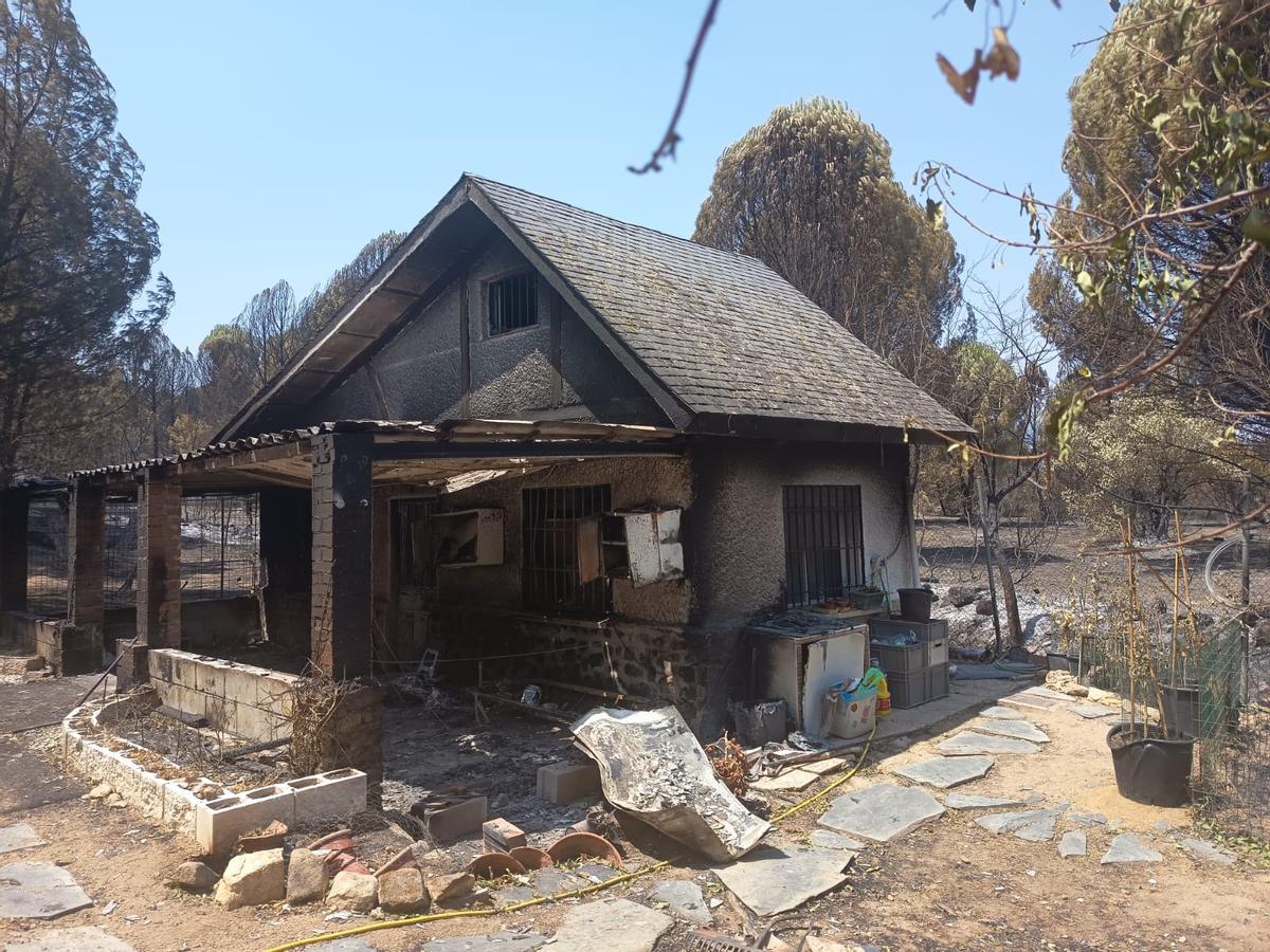La vivienda de Borja Álvarez, junto a la residencia canina, se ha librado del incendio.