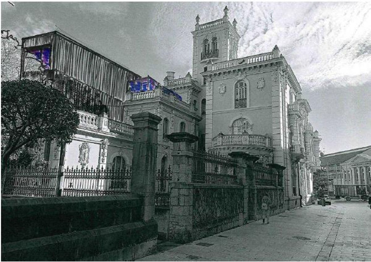 Boceto del edificio y la pasarela del Conservatorio
