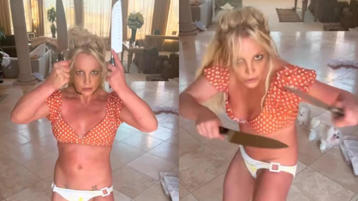 Britney Spears preocupa a sus fans con un peligroso baile con cuchillos.