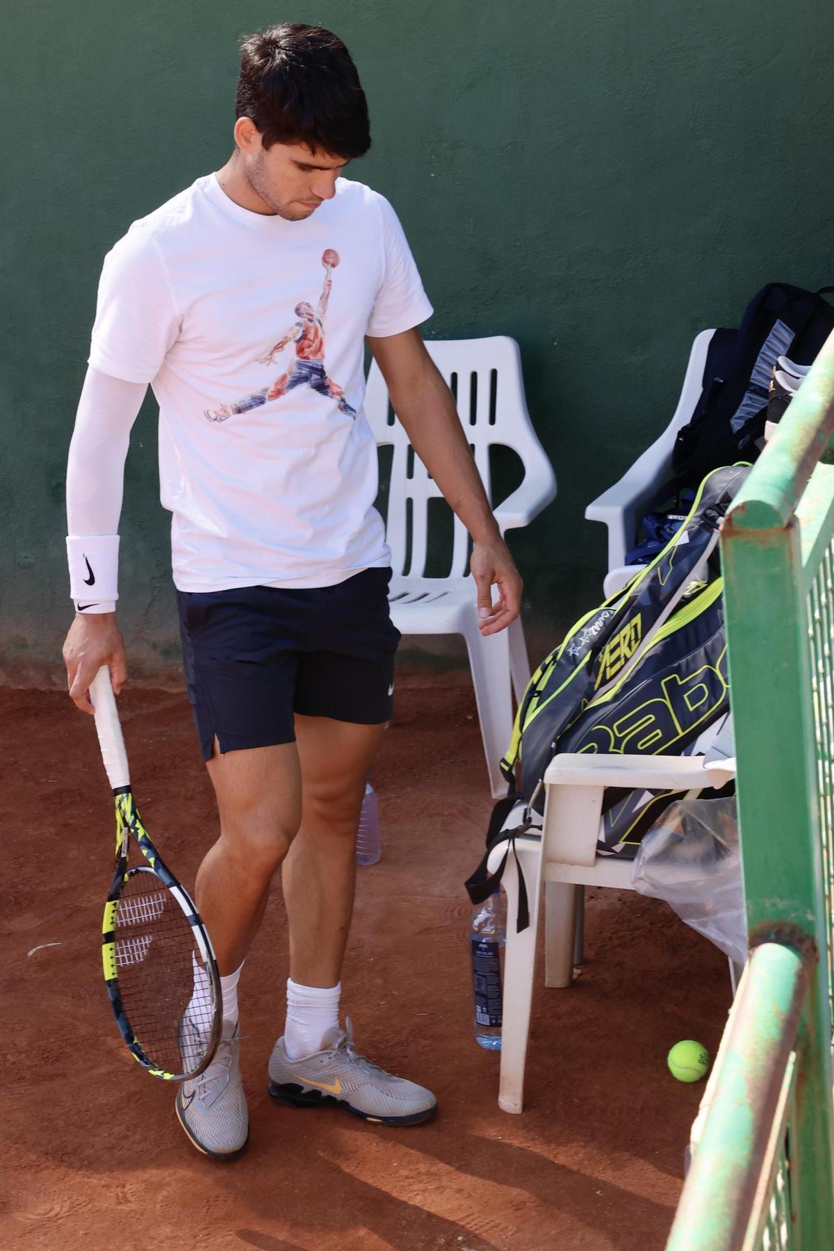 Carlos Alcaraz, esta mañana en el Club de Campo de El Palmar