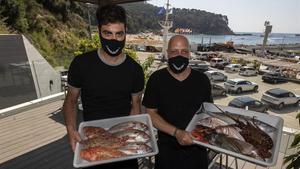 Marc Esteve y Pere Sánchez, en El Port de la Cala, de Lloret. 